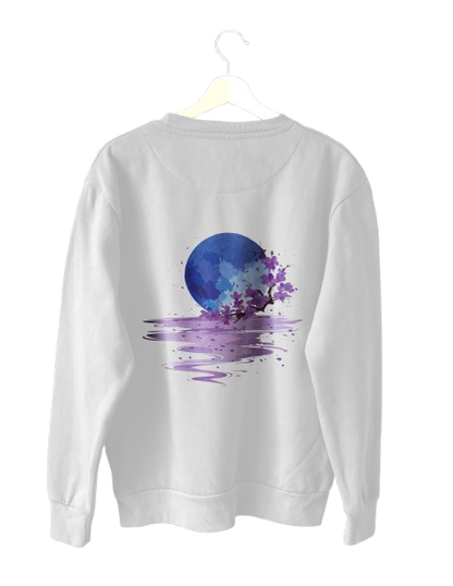 Yugure Sakura Midnight Moon™ French Terry Cotton T-Shirt White