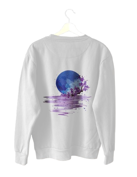 Yugure Sakura Midnight Moon™ French Terry Cotton T-Shirt White