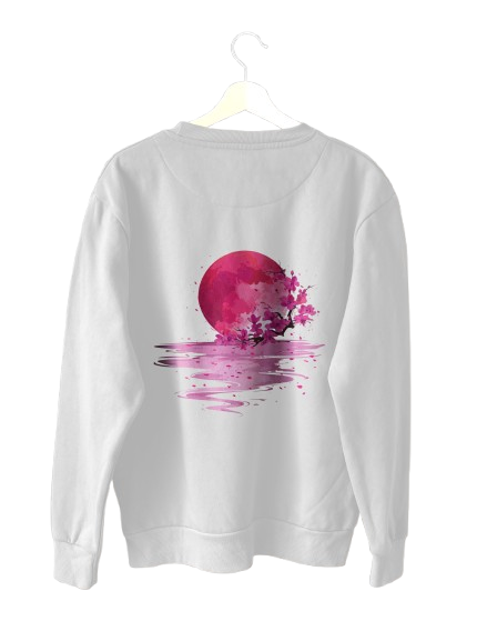 Yugure Sakura Strawberry Moon™ French Terry Cotton T-Shirt White