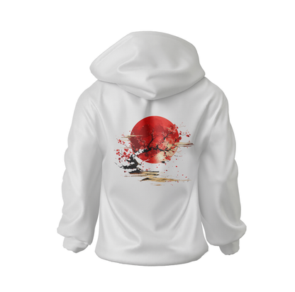 Yugure Sakura Blood Moon French Terry Cotton Hoodie White