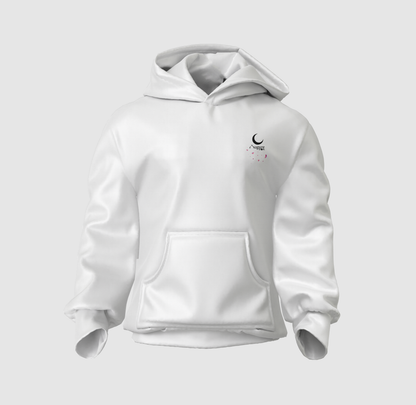 Yugure Sakura Strawberry Moon™ French Terry Cotton Hoodie White