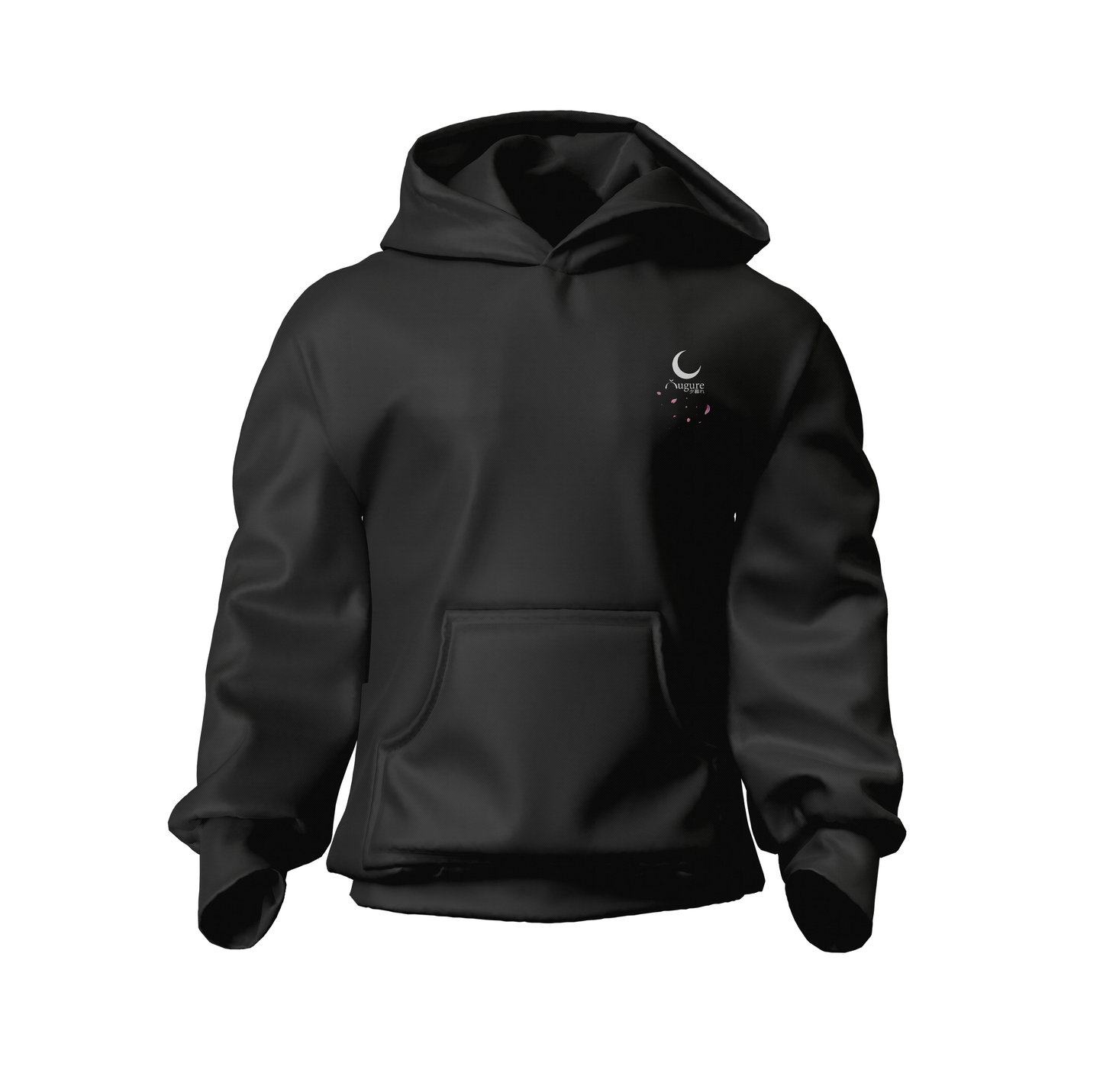 Yugure Sakura Strawberry Moon™ French Terry Cotton Hoodie Black