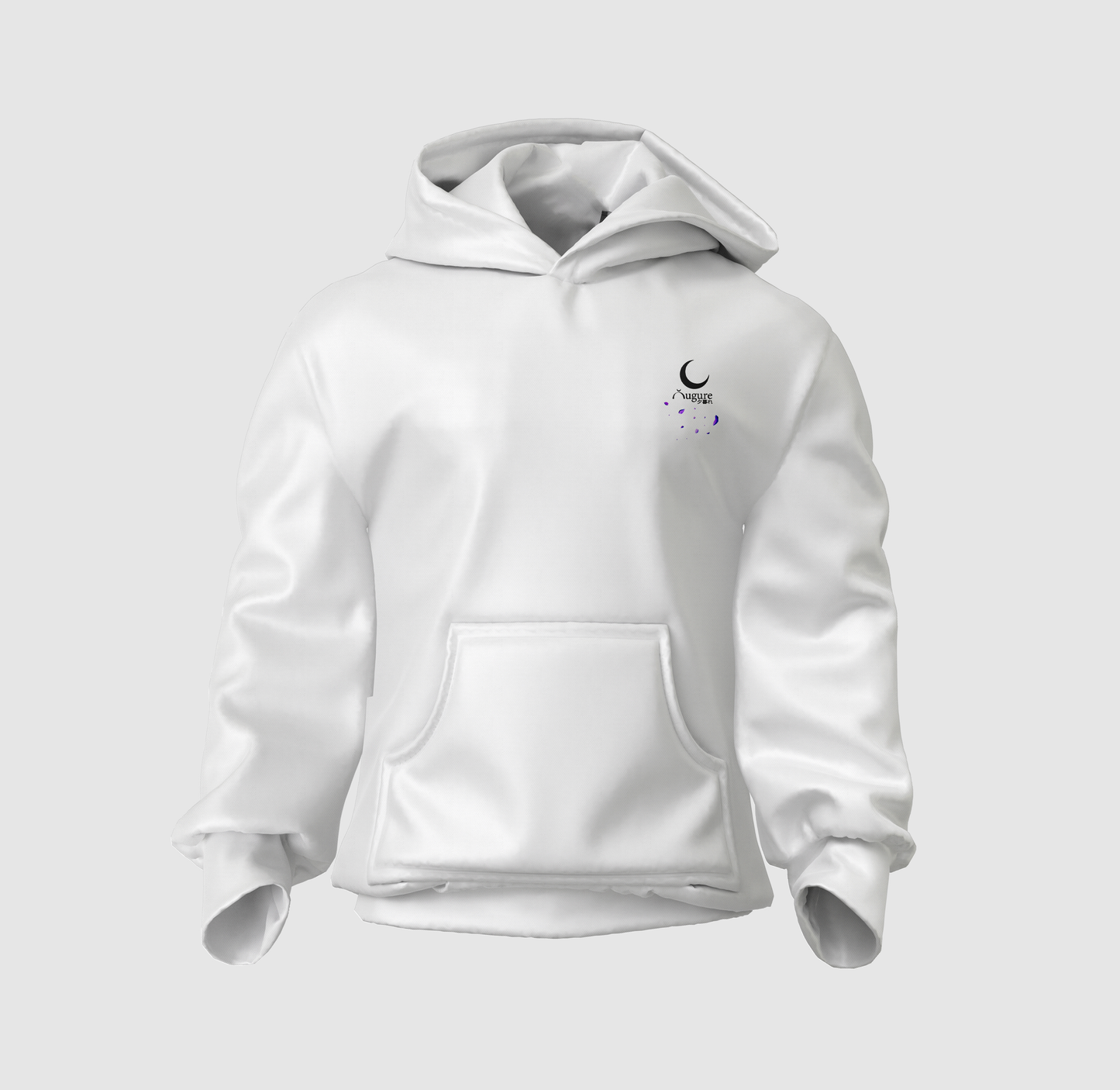 Yugure Sakura Midnight Moon™ French Terry Cotton Hoodie White