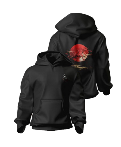 Yugure Sakura Blood Moon French Terry Cotton Hoodie White